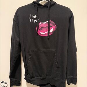 Metric Black Hoodie with Pink Lips Graphic
